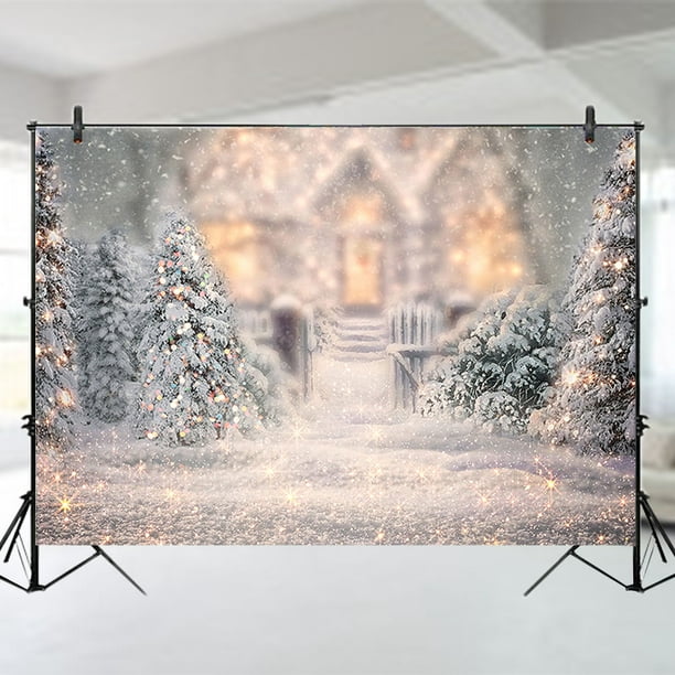 Winter Christmas Tree Door Bench Gift Party Shower Newborn Backdrop Photo Background Custom Photography Studio-250x180CM 